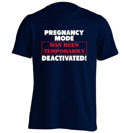 Pregnancy mode has now been temporarily deactivated adults unisex navy Tshirt 2XL