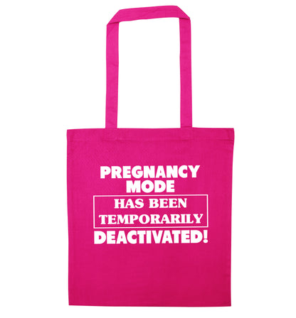 Pregnancy mode has now been temporarily deactivated pink tote bag