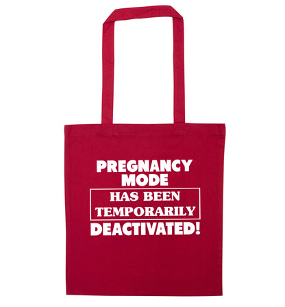 Pregnancy mode has now been temporarily deactivated red tote bag