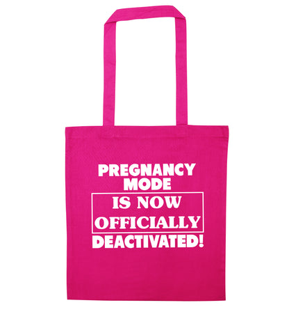 Pregnancy mode is now officially deactivated pink tote bag