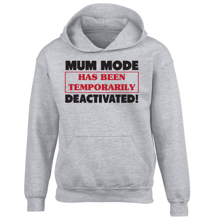 Mum mode has been temporarily deactivated! children's grey hoodie 12-13 Years