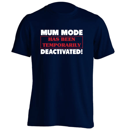 Mum mode has been temporarily deactivated! adults unisex navy Tshirt 2XL