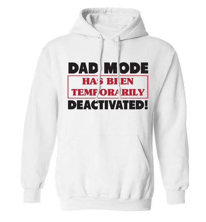 Dad mode has been temporarily deactivated! adults unisex white hoodie 2XL