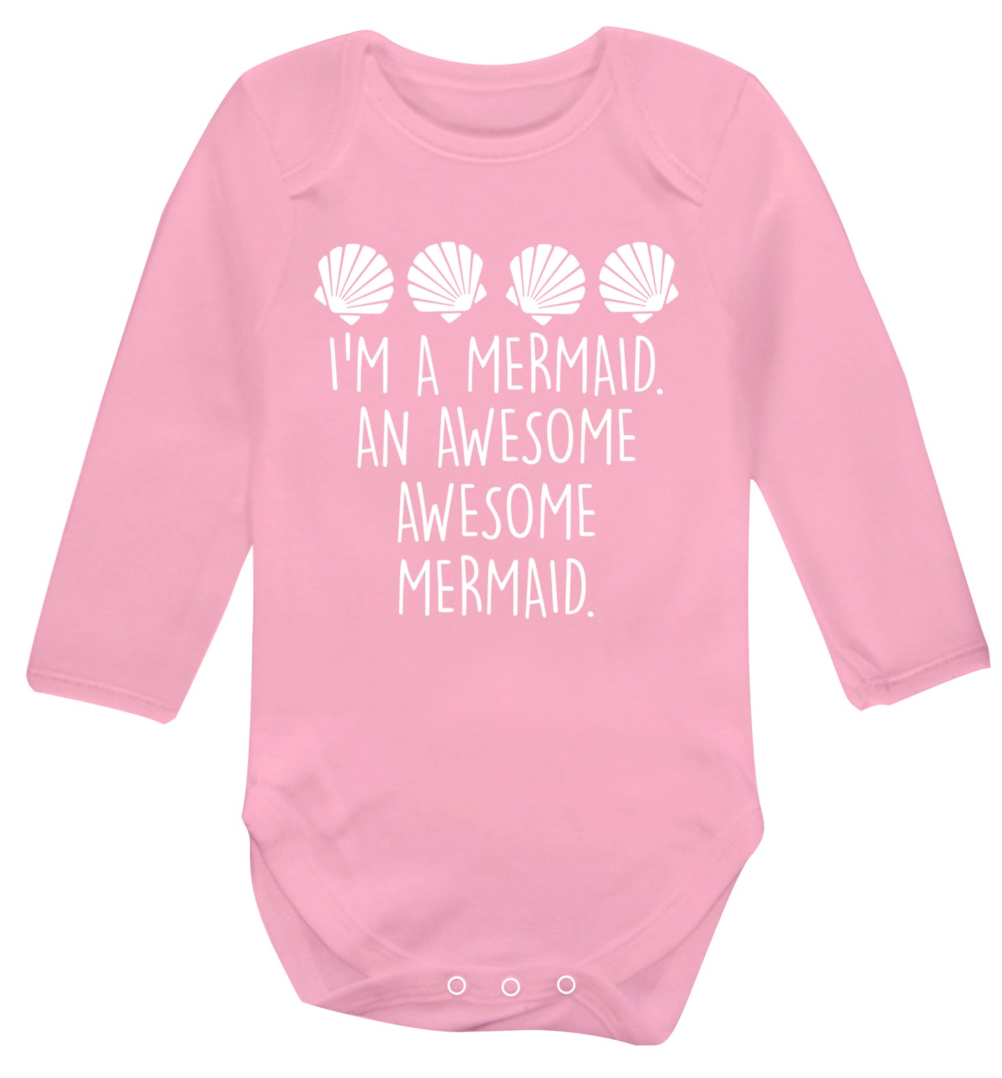 I'm a mermaid an awesome awesome mermaid Baby Vest long sleeved pale pink 6-12 months