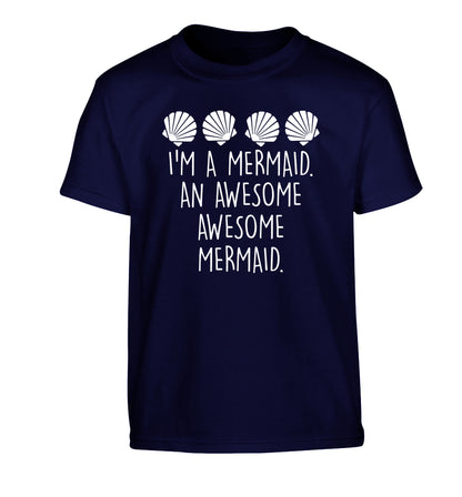 I'm a mermaid an awesome awesome mermaid Children's navy Tshirt 12-14 Years