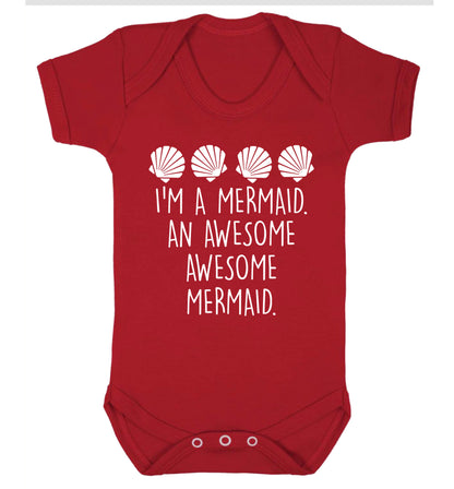 I'm a mermaid an awesome awesome mermaid Baby Vest red 18-24 months