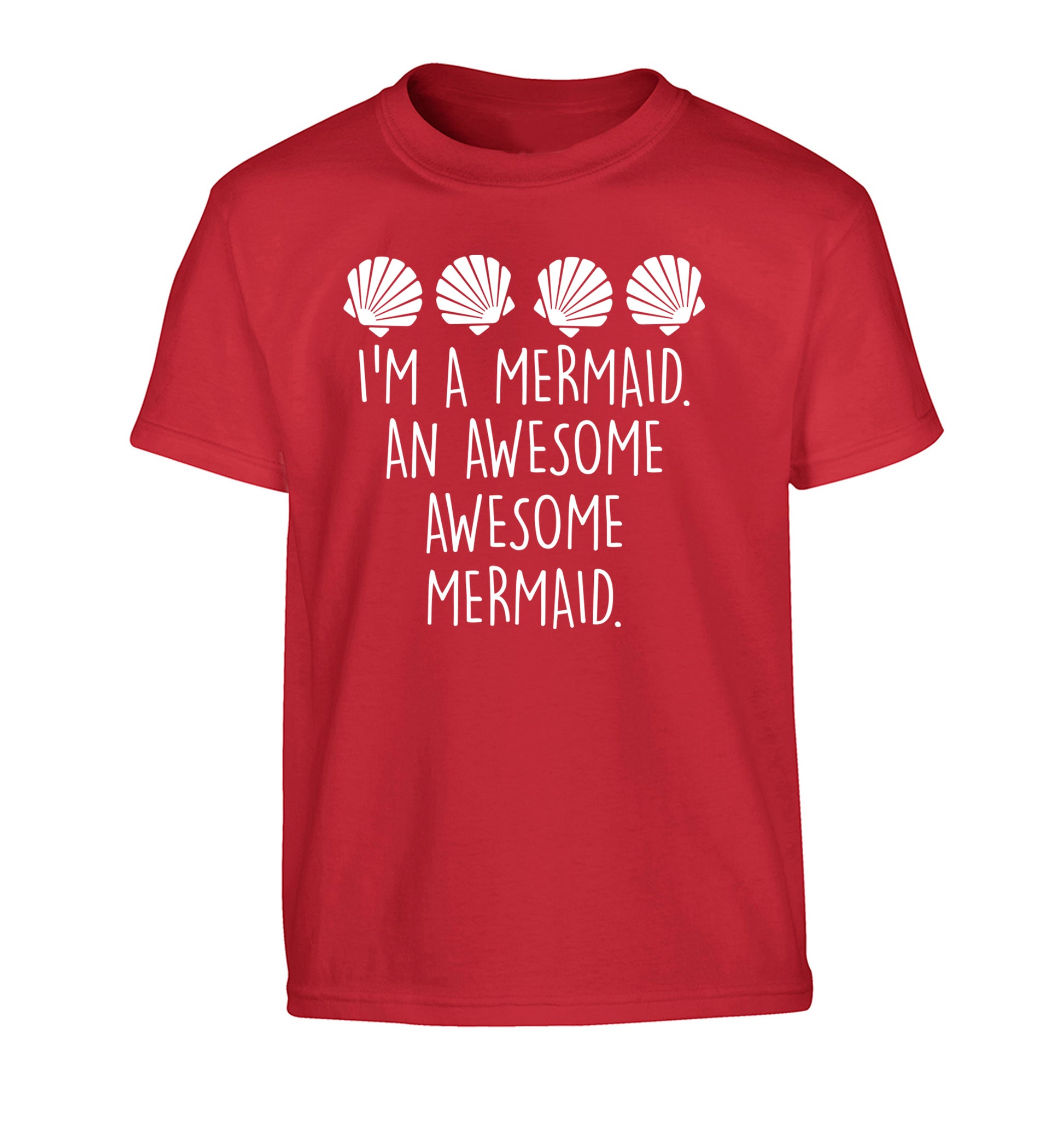 I'm a mermaid an awesome awesome mermaid Children's red Tshirt 12-14 Years