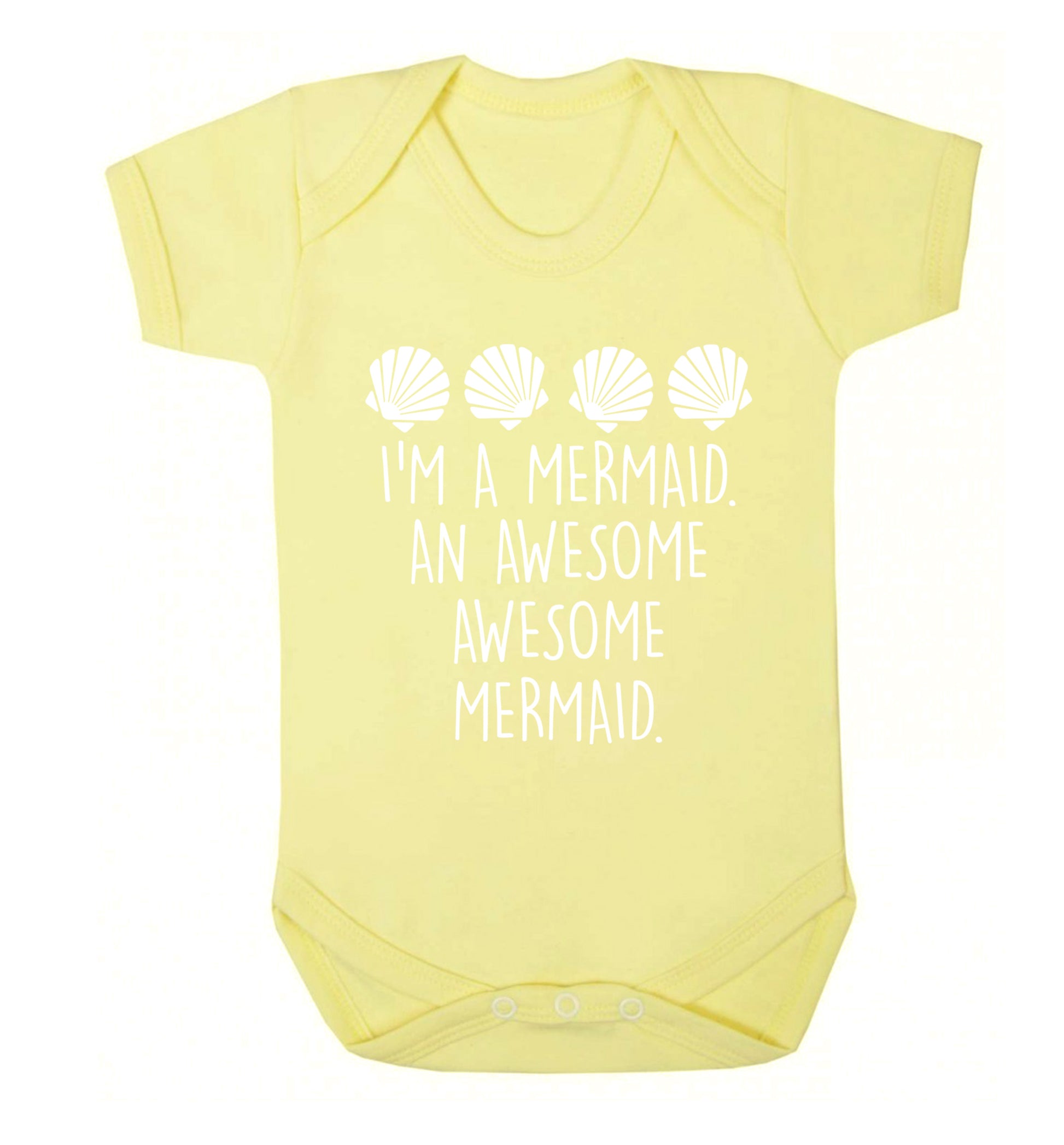 I'm a mermaid an awesome awesome mermaid Baby Vest pale yellow 18-24 months