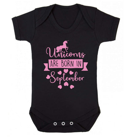 Unicorns are born in September Baby Vest black 18-24 months