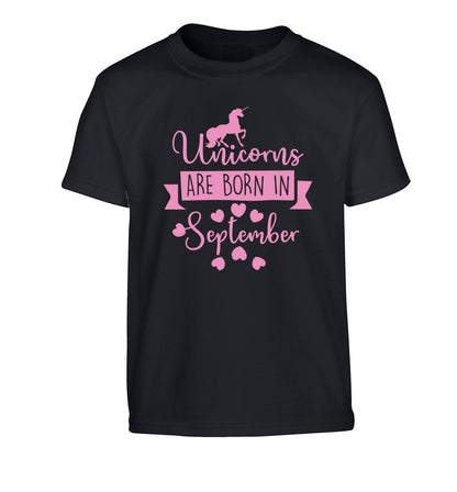 Unicorns are born in September Children's black Tshirt 12-13 Years
