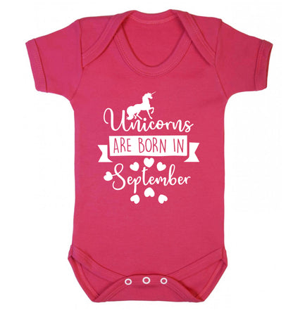 Unicorns are born in September Baby Vest dark pink 18-24 months