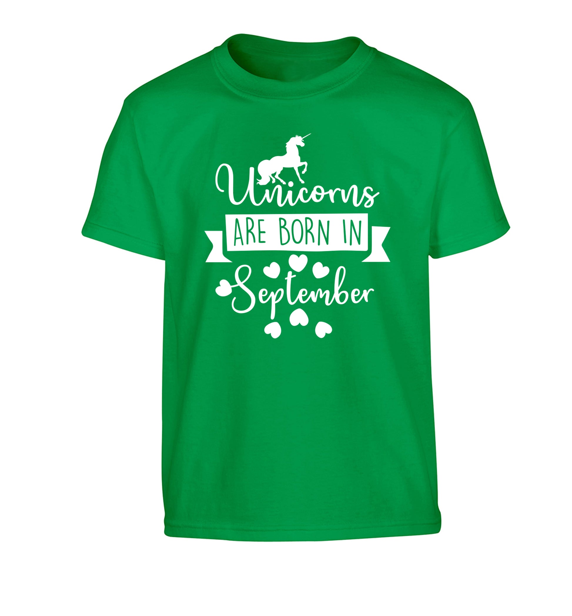 Unicorns are born in September Children's green Tshirt 12-13 Years