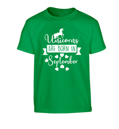 Unicorns are born in September Children's green Tshirt 12-13 Years