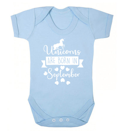 Unicorns are born in September Baby Vest pale blue 18-24 months