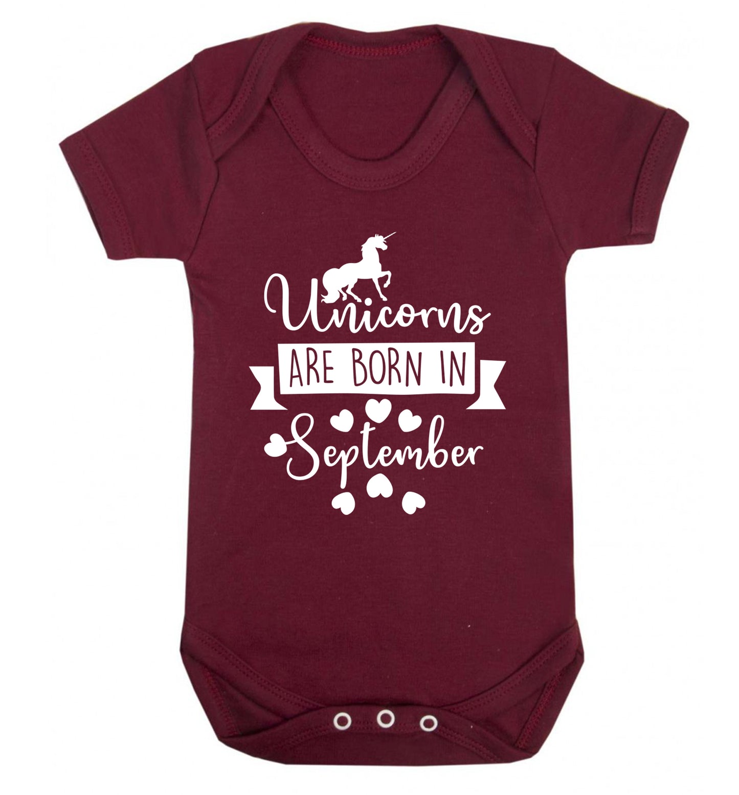 Unicorns are born in September Baby Vest maroon 18-24 months