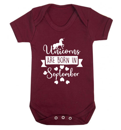 Unicorns are born in September Baby Vest maroon 18-24 months