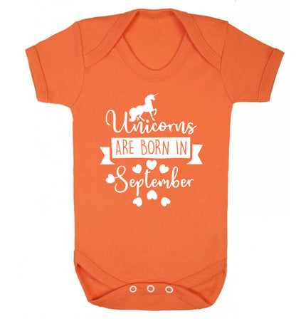 Unicorns are born in September Baby Vest orange 18-24 months