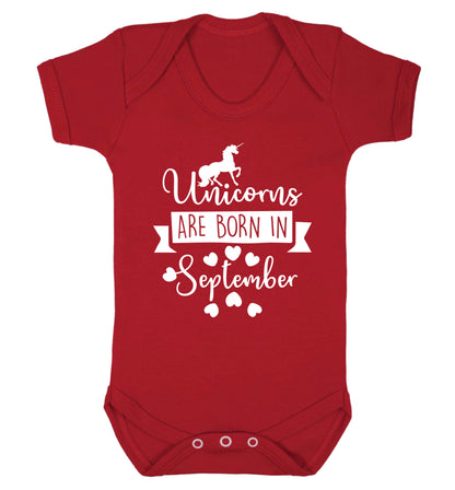 Unicorns are born in September Baby Vest red 18-24 months