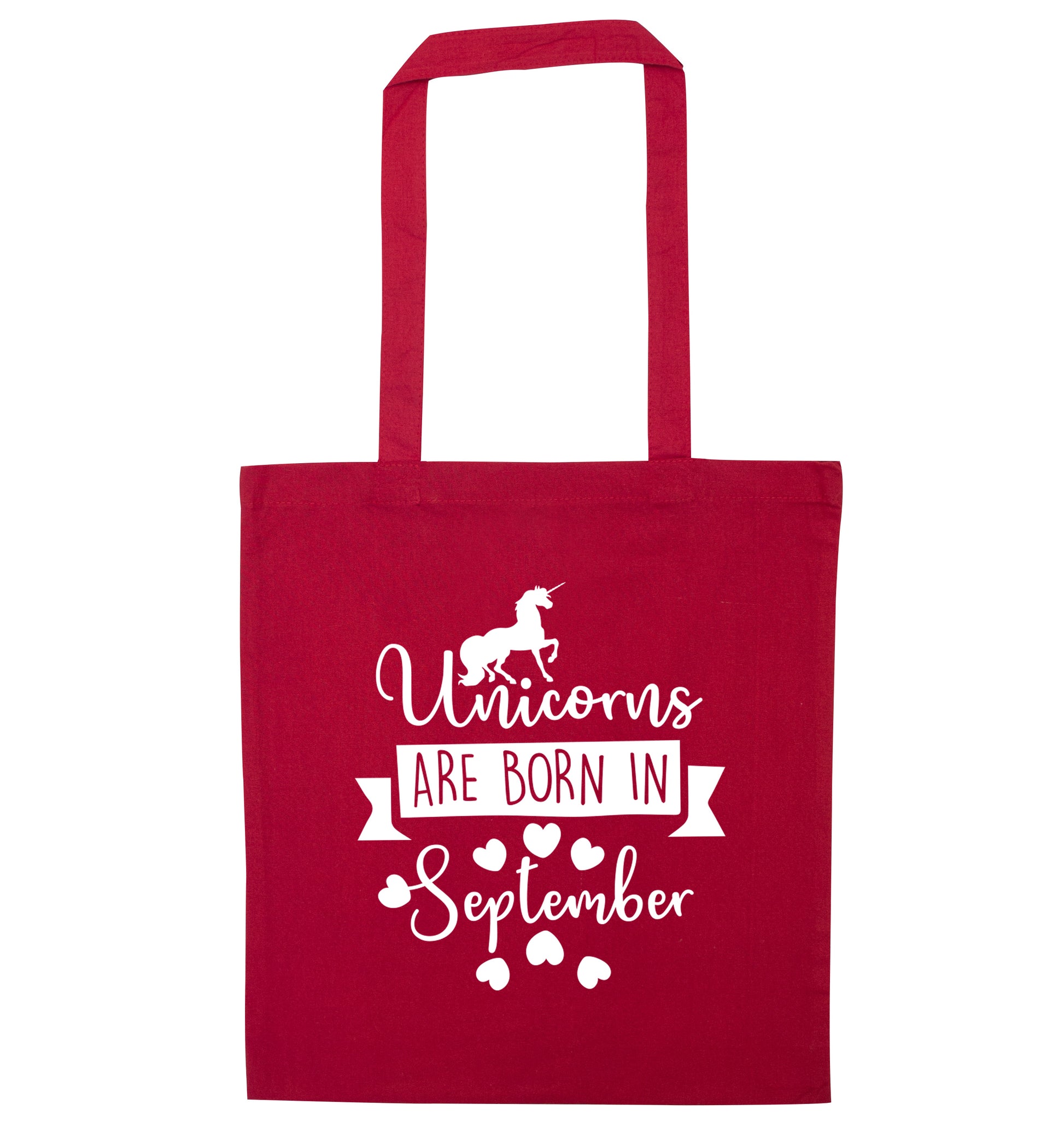 Unicorns are born in September red tote bag