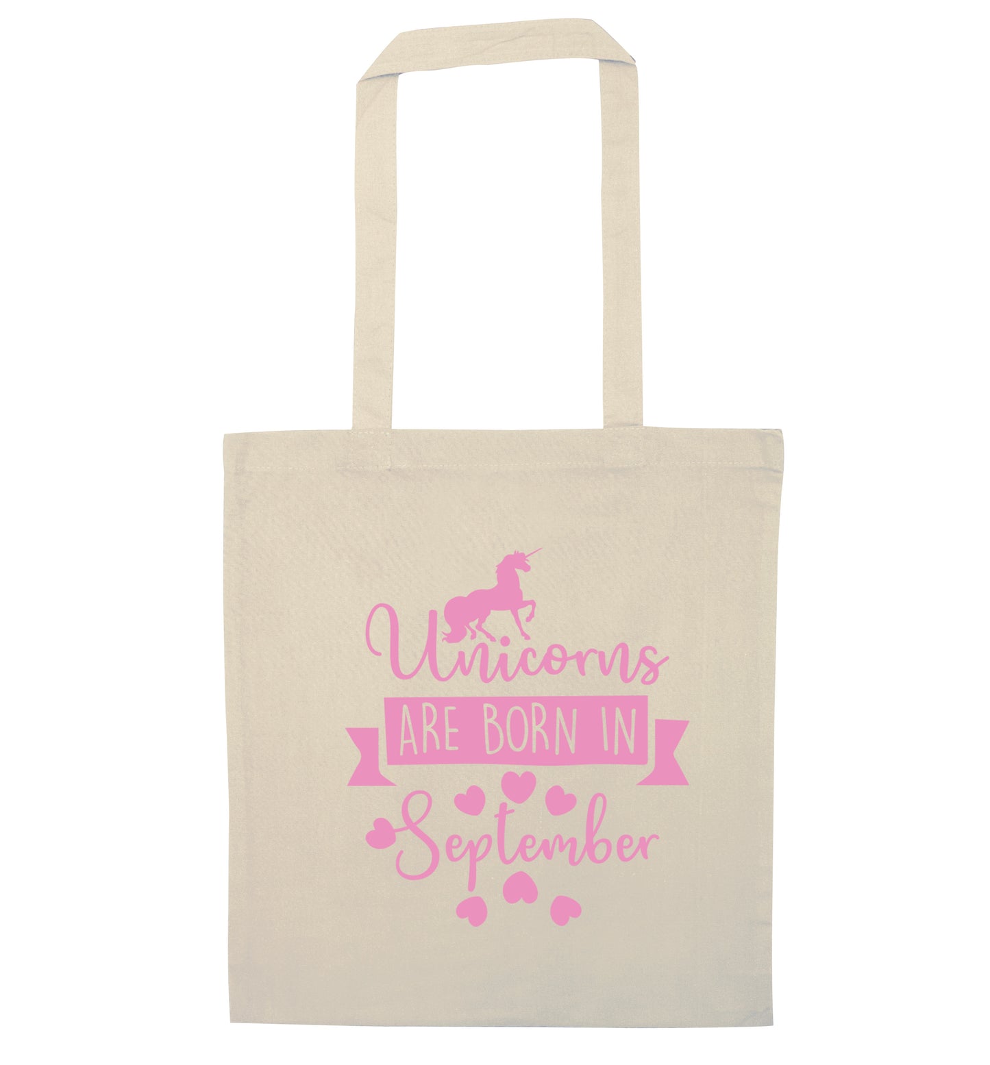 Unicorns are born in September natural tote bag