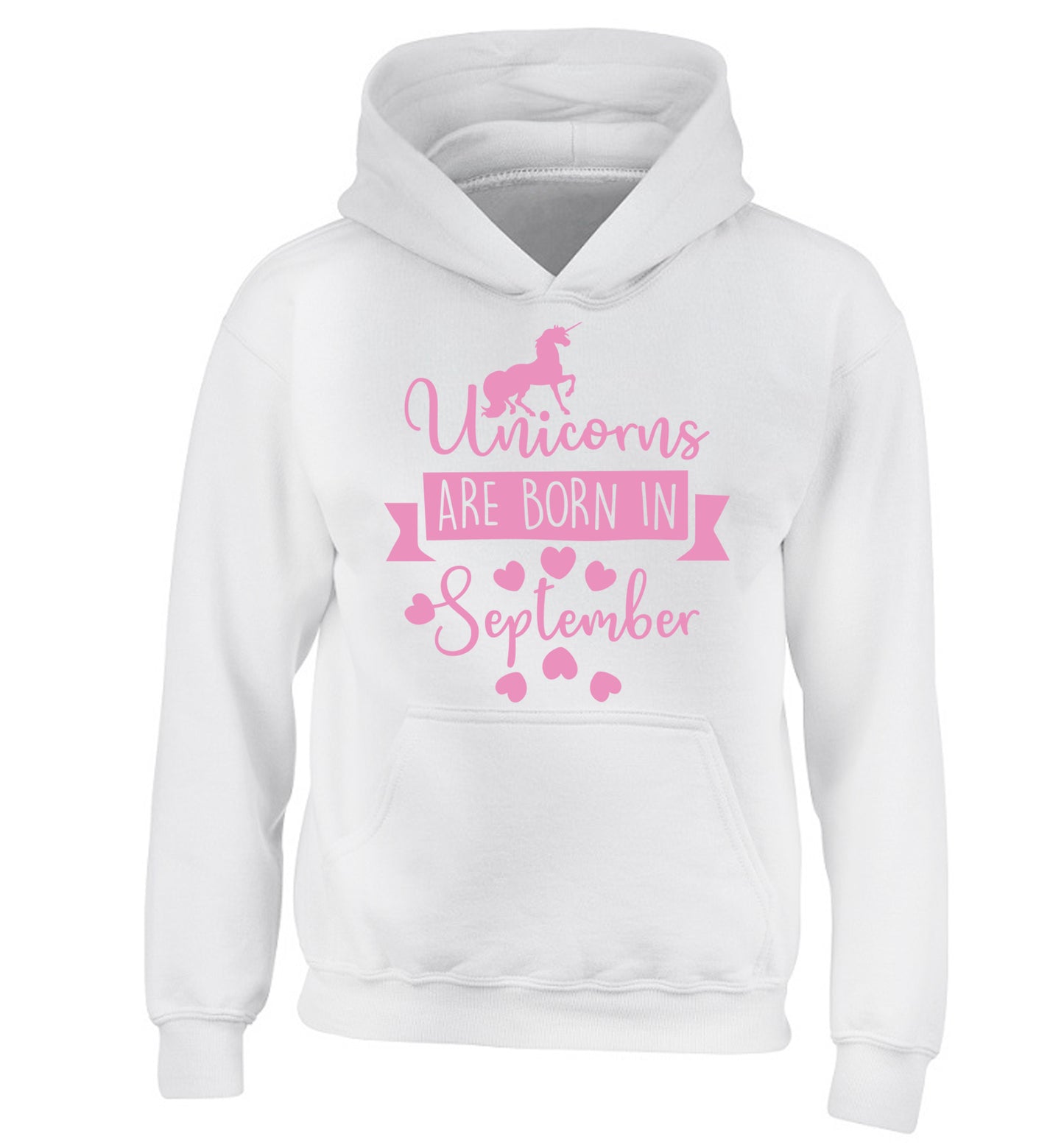 Unicorns are born in September children's white hoodie 12-13 Years