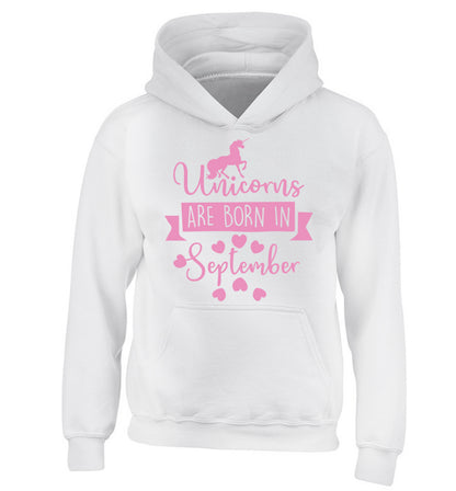 Unicorns are born in September children's white hoodie 12-13 Years