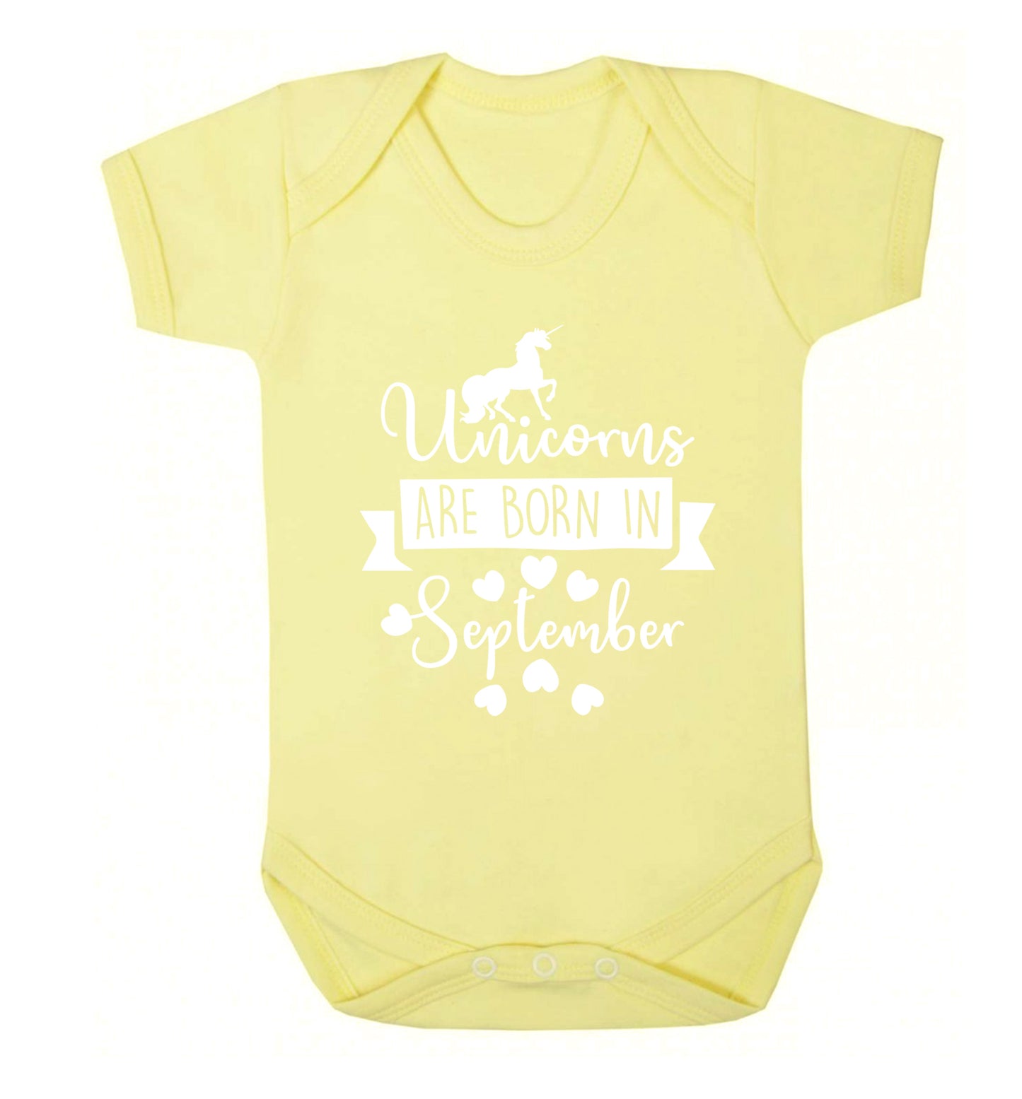 Unicorns are born in September Baby Vest pale yellow 18-24 months