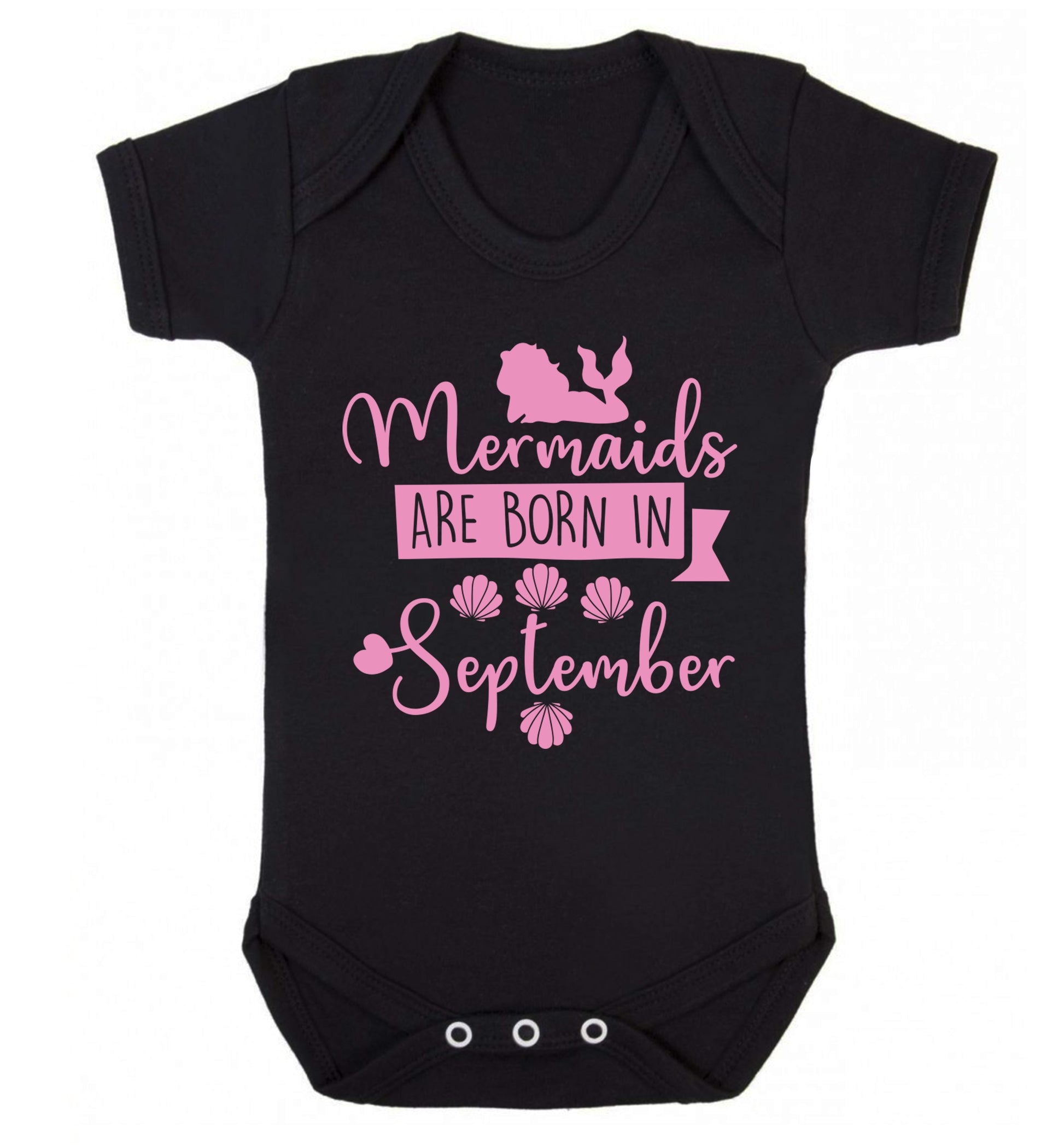 Mermaids are born in September Baby Vest black 18-24 months