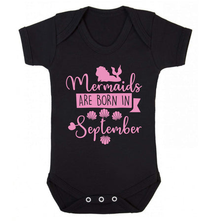 Mermaids are born in September Baby Vest black 18-24 months