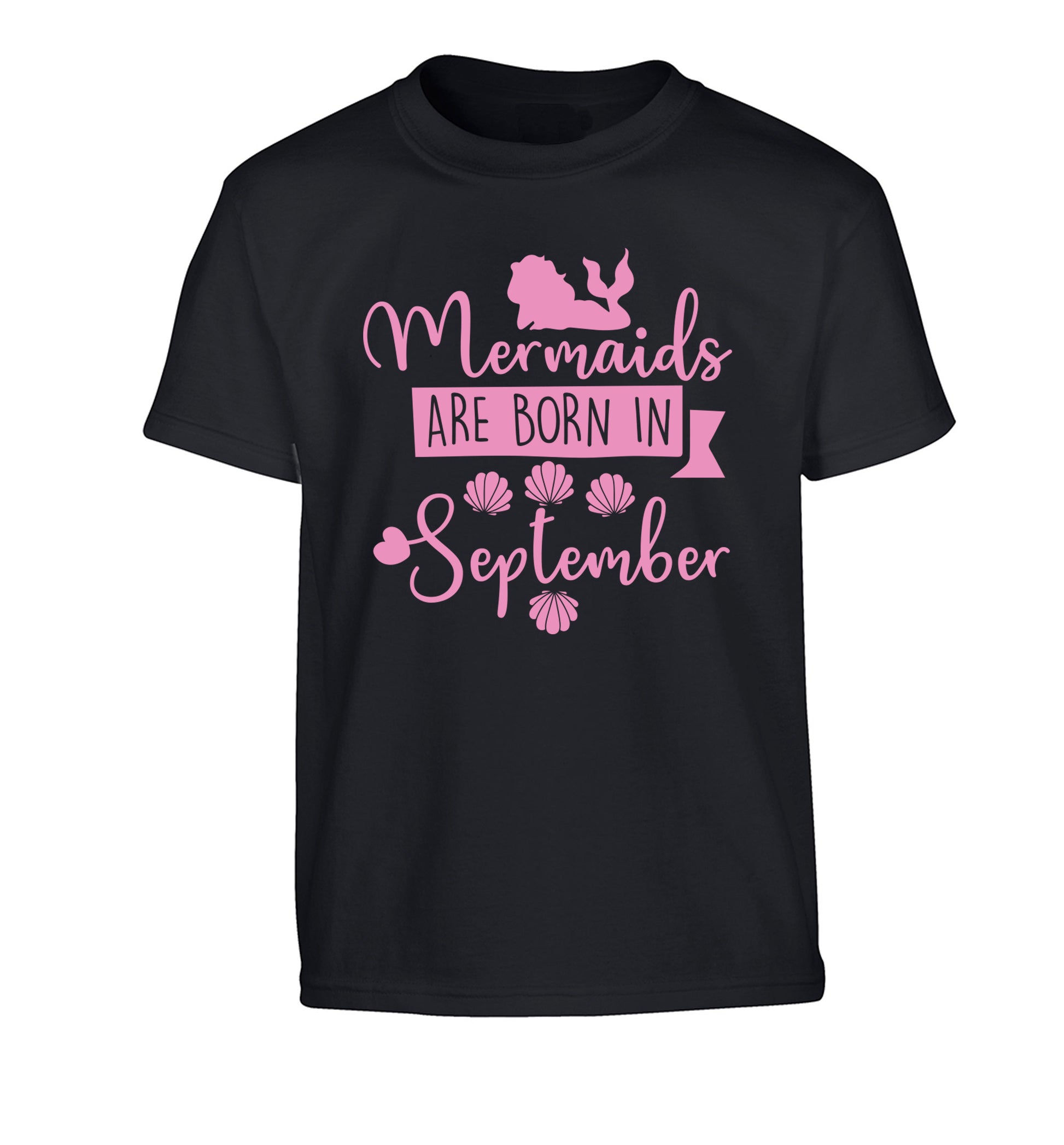 Mermaids are born in September Children's black Tshirt 12-13 Years