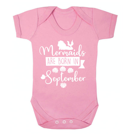 Mermaids are born in September Baby Vest pale pink 18-24 months