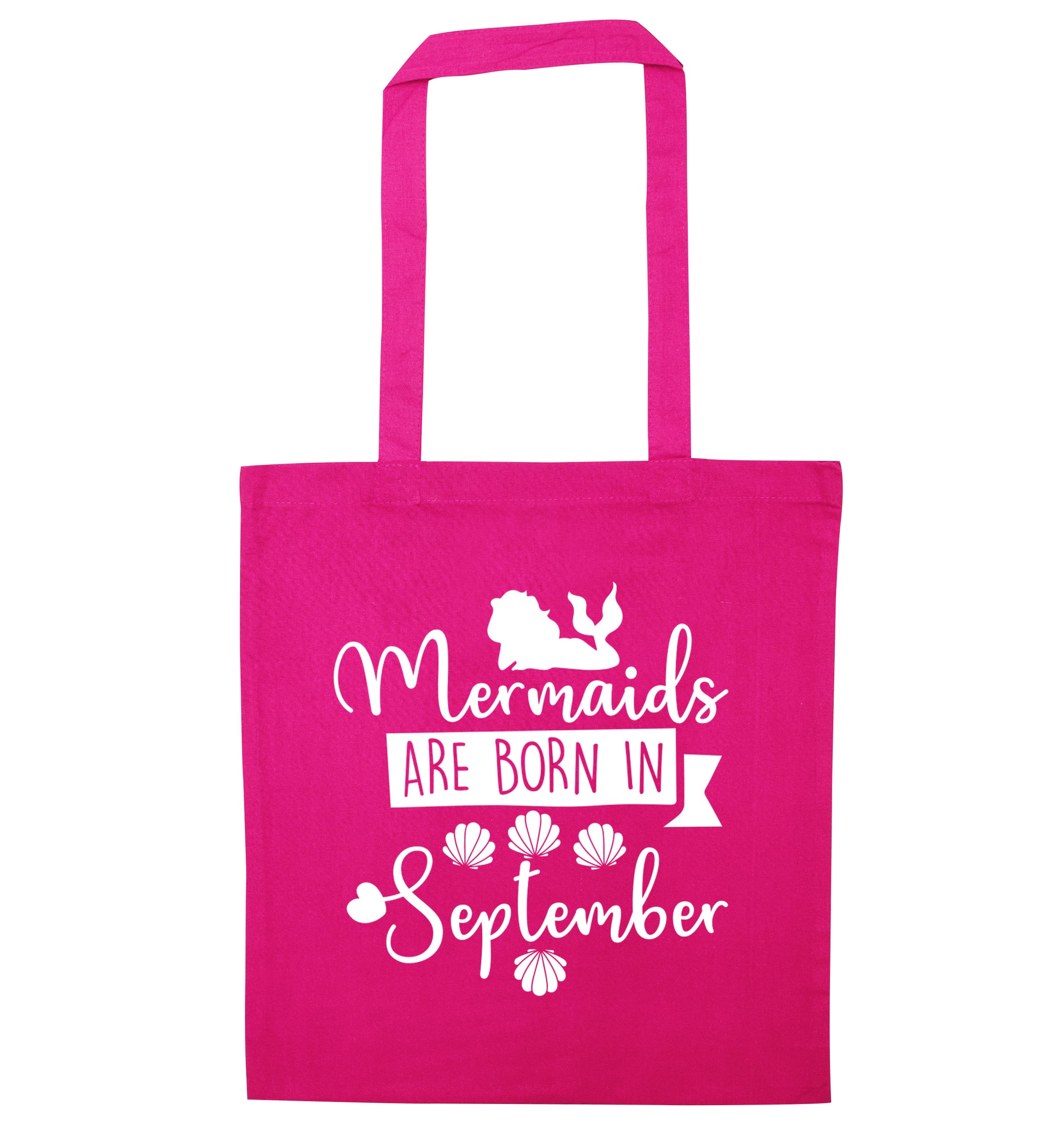 Mermaids are born in September pink tote bag