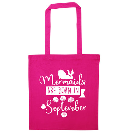 Mermaids are born in September pink tote bag