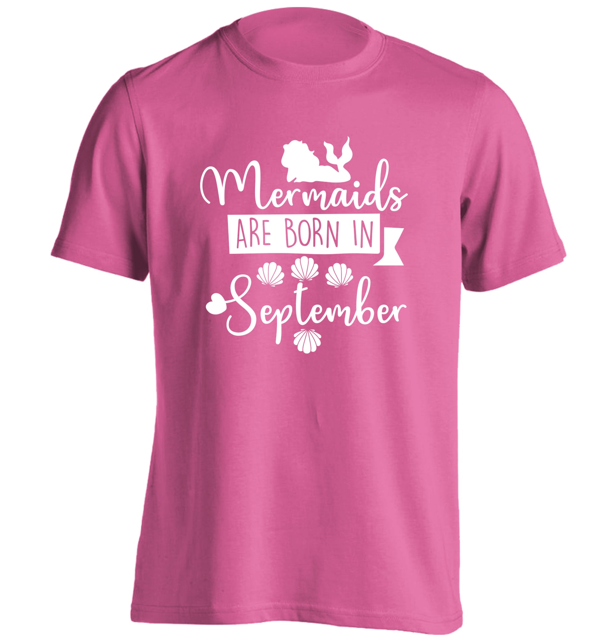 Mermaids are born in September adults unisex pink Tshirt 2XL