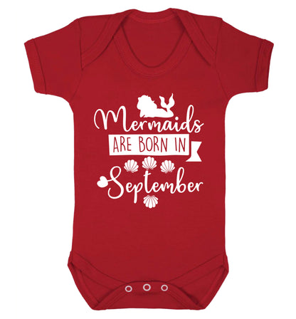 Mermaids are born in September Baby Vest red 18-24 months