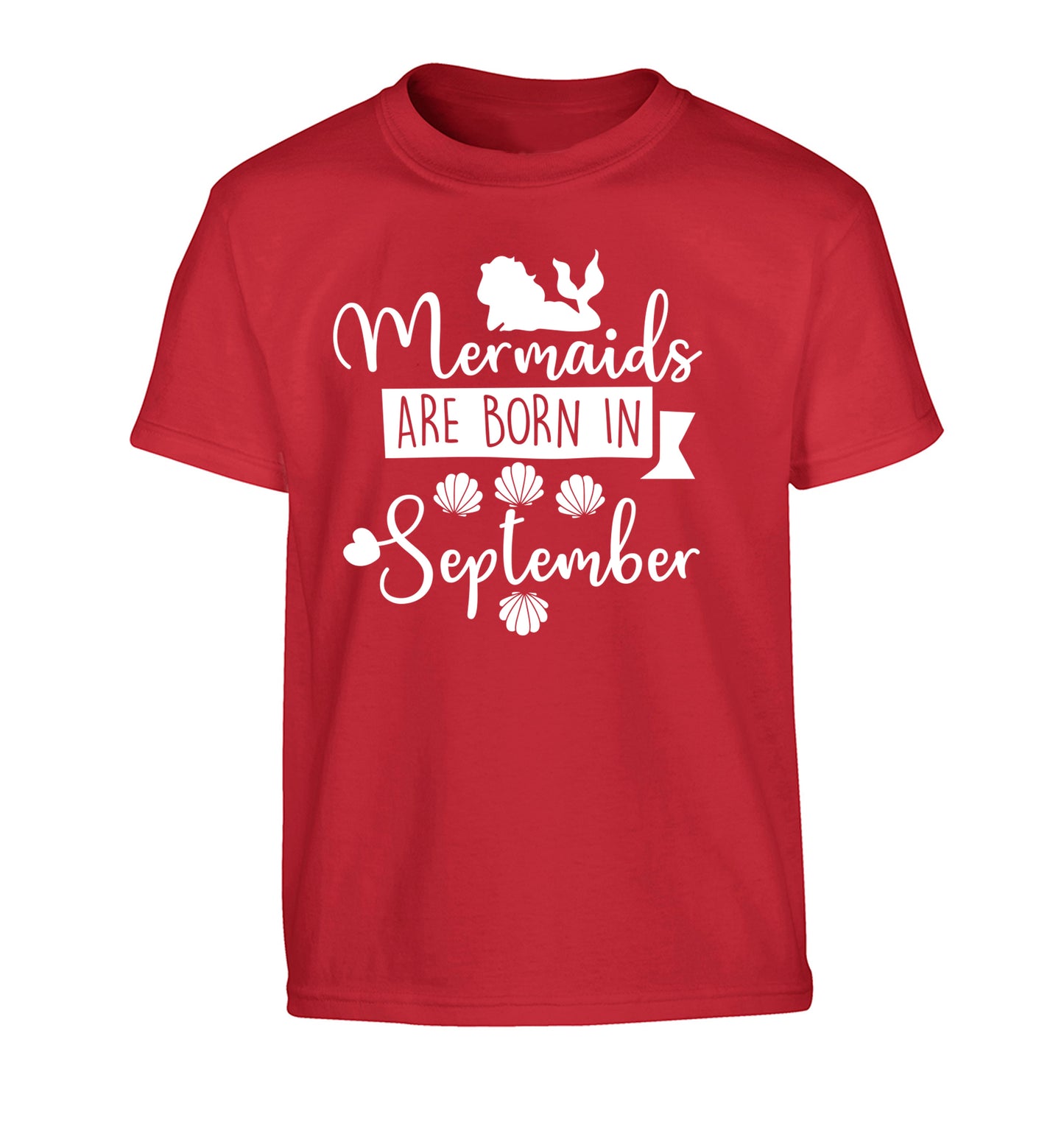 Mermaids are born in September Children's red Tshirt 12-13 Years