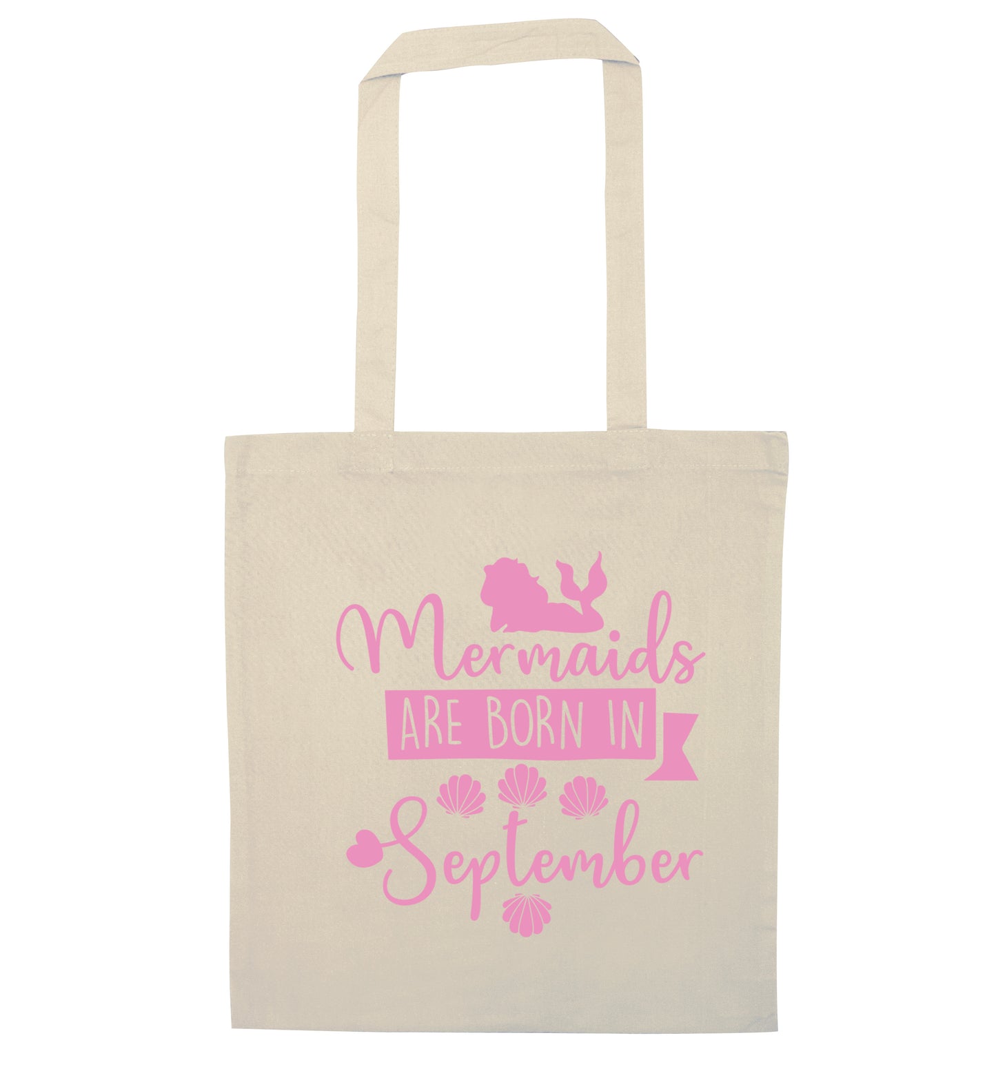 Mermaids are born in September natural tote bag