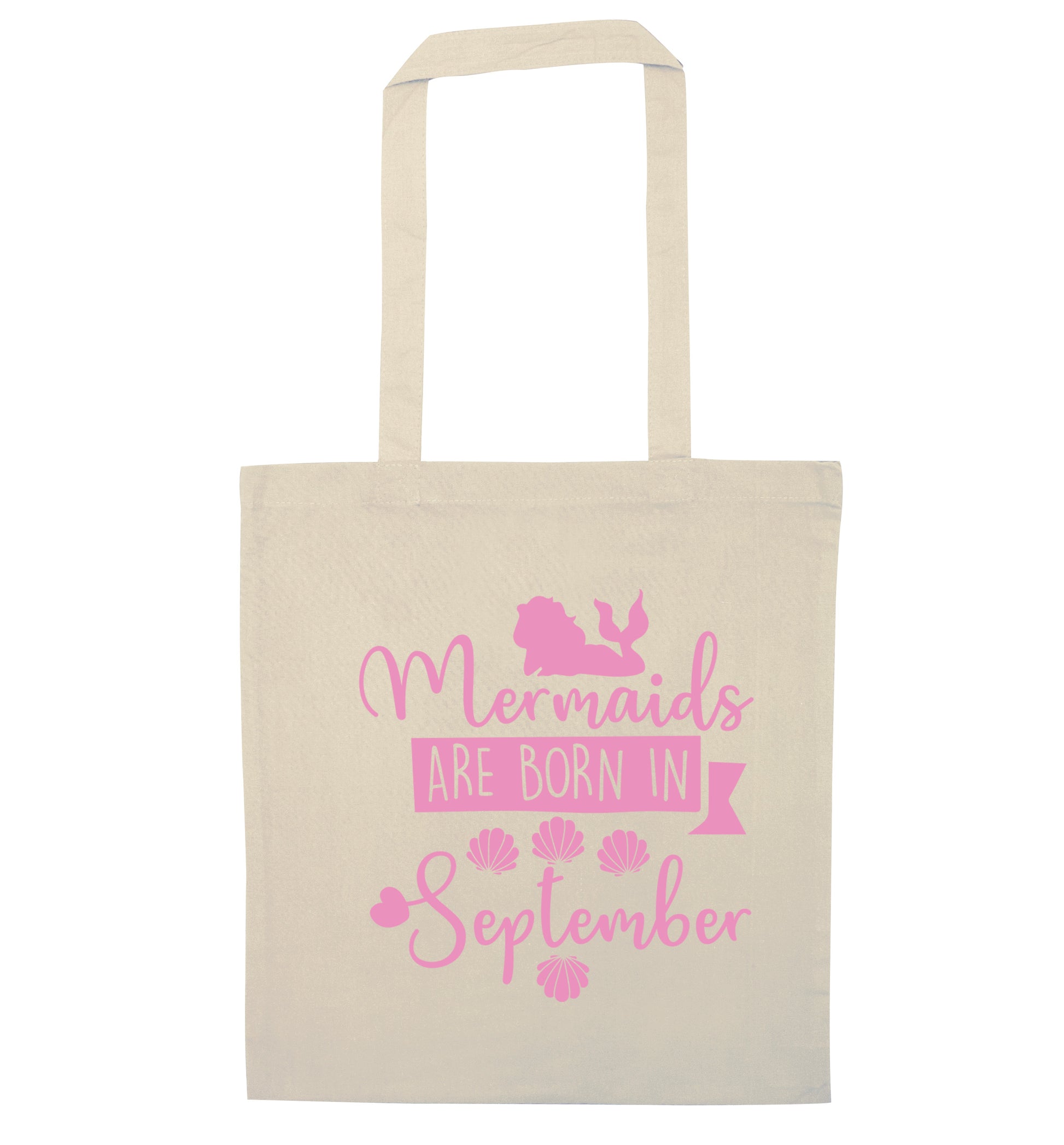 Mermaids are born in September natural tote bag