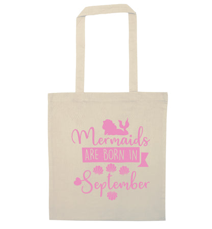 Mermaids are born in September natural tote bag