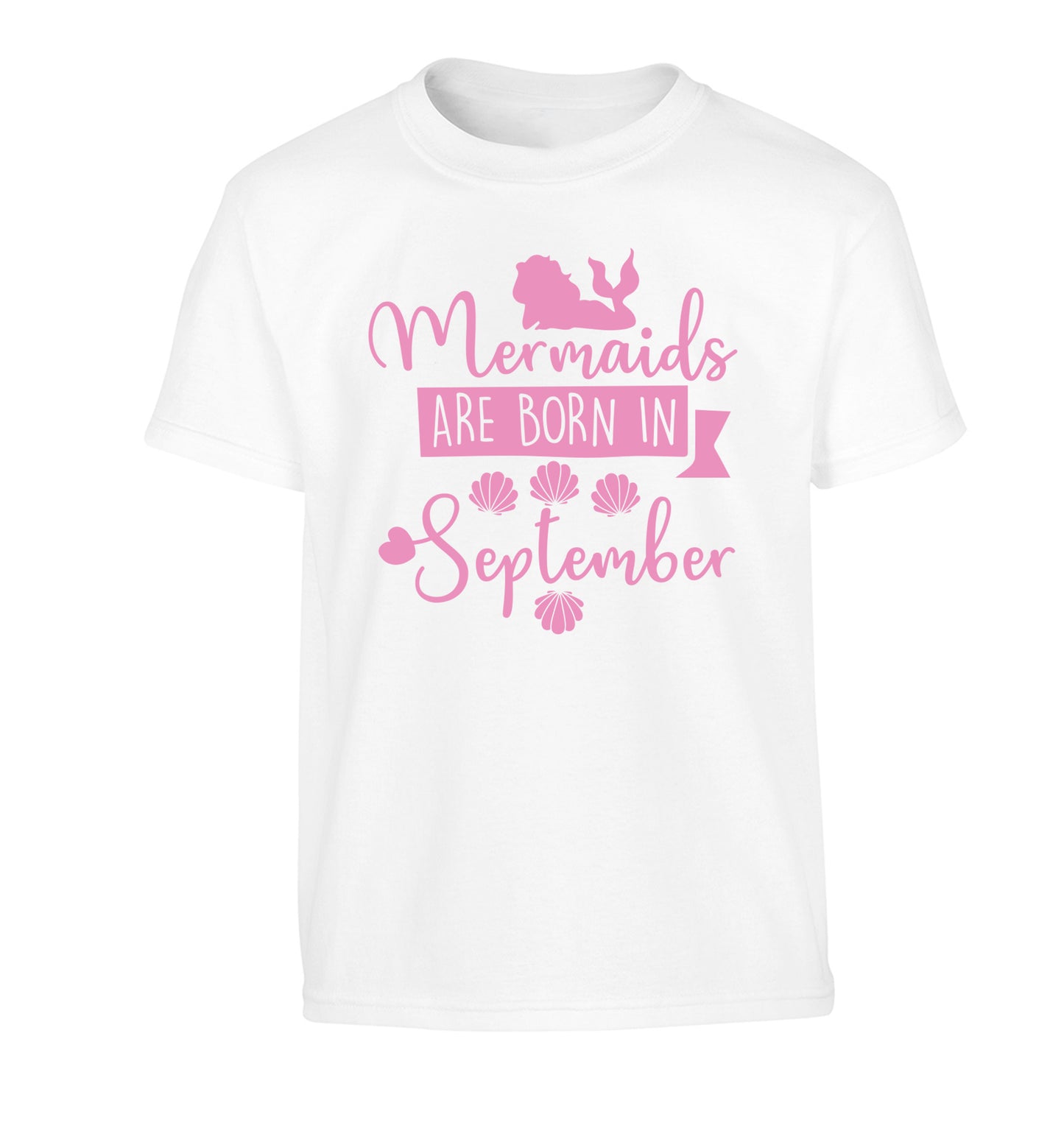 Mermaids are born in September Children's white Tshirt 12-13 Years