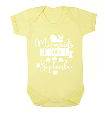 Mermaids are born in September Baby Vest pale yellow 18-24 months
