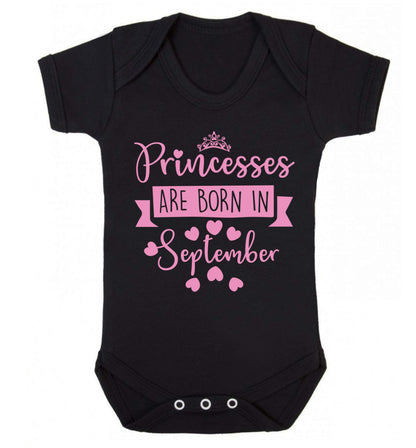 Princesses are born in September Baby Vest black 18-24 months