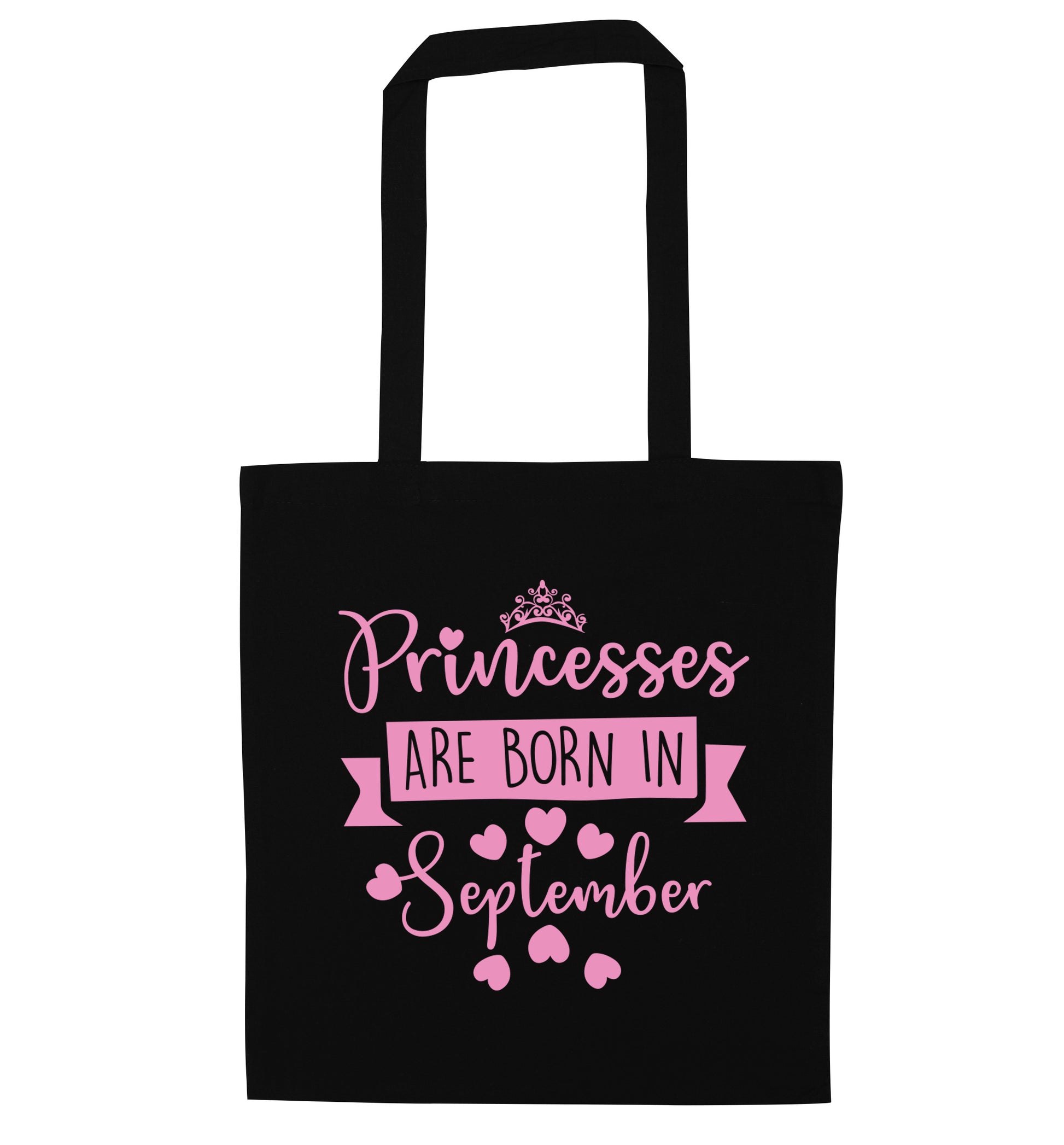 Princesses are born in September black tote bag