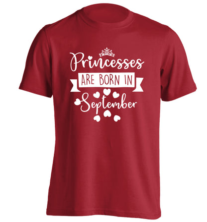 Princesses are born in September adults unisex red Tshirt 2XL