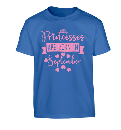Princesses are born in September Children's blue Tshirt 12-13 Years