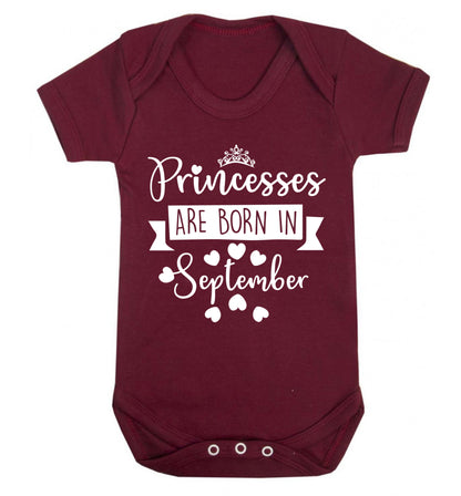 Princesses are born in September Baby Vest maroon 18-24 months