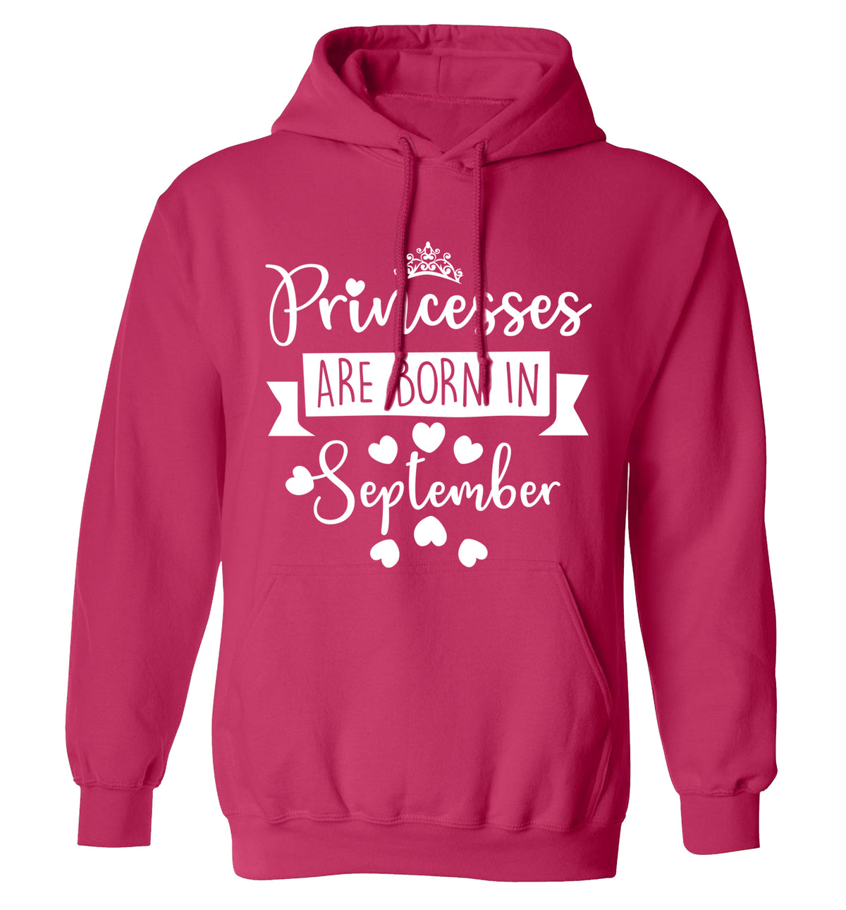 Princesses are born in September adults unisex pink hoodie 2XL