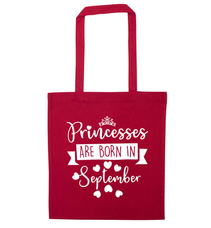 Princesses are born in September red tote bag