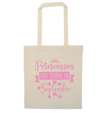 Princesses are born in September natural tote bag