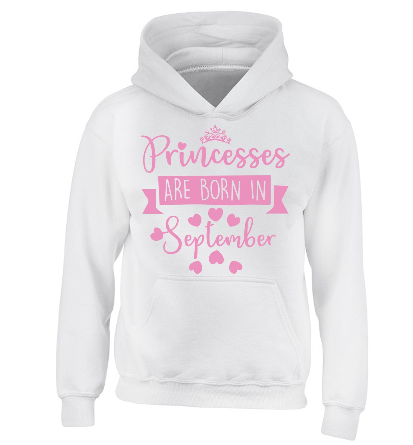 Princesses are born in September children's white hoodie 12-13 Years